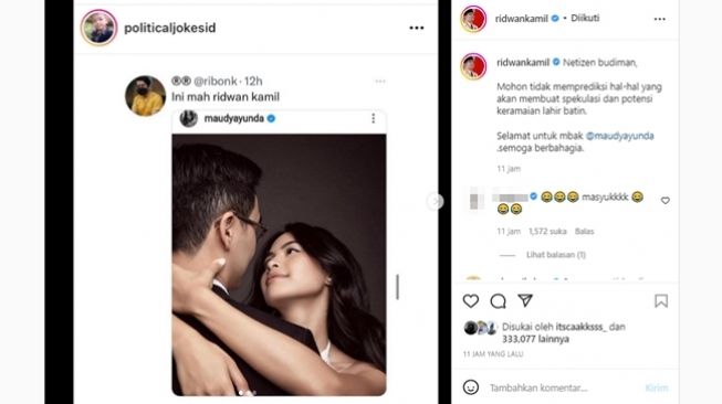 Komentari Sosok Lelaki yang Dikabarkan Menikahi Maudy Ayunda, Nama Ridwan Kamil Disebut Warganet, Lah Kok?