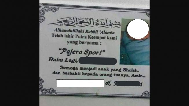 Bayi yang menggunakan nama Pajero Sport (Twitter)