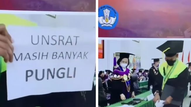 Viral! Mahasiswa Unsrat Beri Kertas Pesan Pungli di Kampus Saat Prosesi Wisuda