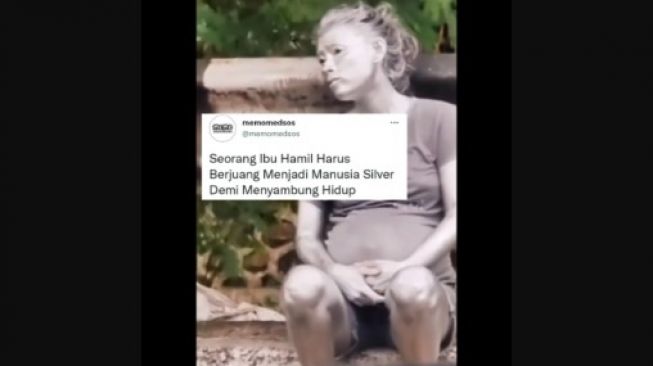 Viral Ibu Hamil Jadi Manusia Silver Duduk Termenung di Pinggir Jalan Raya