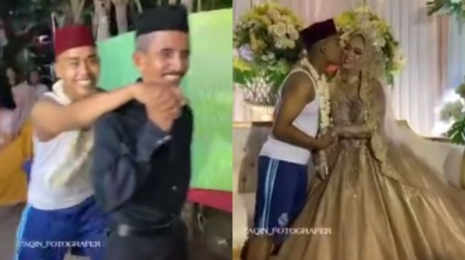 Pakai Kaus Dalam ke Pelaminan, Aksi Pengantin Pria Ini Jadi Sorotan