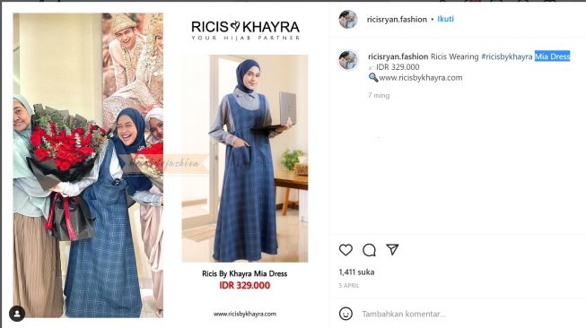 Foto: Dress Hamil Ria Ricis (instagram/ricisryan.fashion)