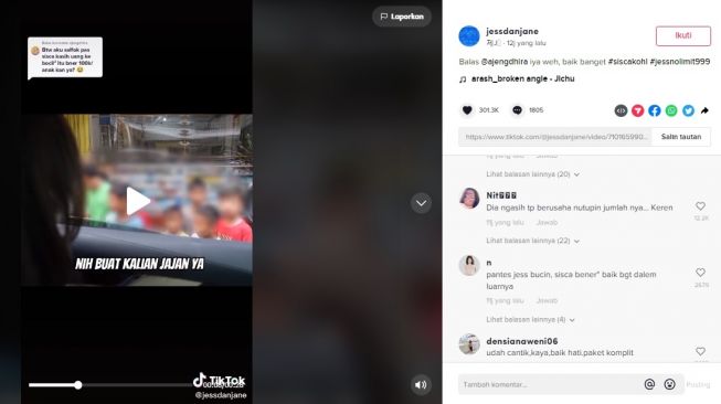 Unggahan soal Sisca Kohl dan Jess No Limit [TikTok/@jessdanjane]