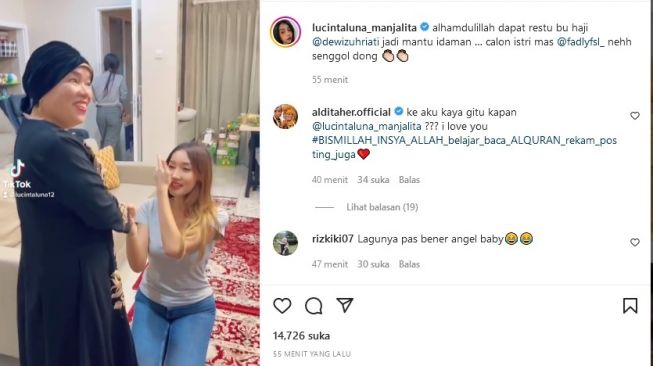 Lucinta Luna minta resku kepada ibunda Fadly Faisal. [Instagram]