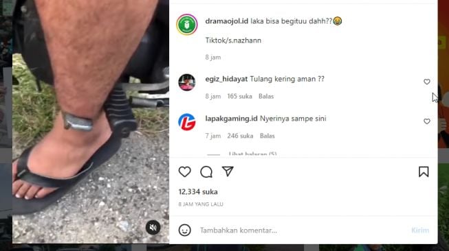 Ngilu Banget, Kaki Pria Ini Tersangkut di Footstep Motornya, Warganet Bingung Soal Ini