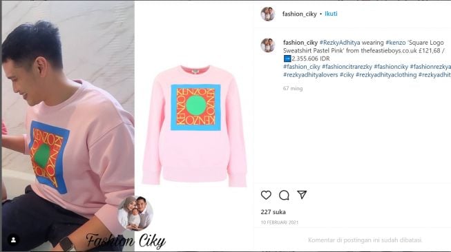 Foto: Sweater Kenzo Rezky Aditya (instagram/fashion_ciky)