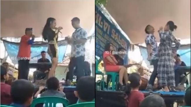 Beda dari Lainnya, Pergoki Suami Goyang dengan Biduan, Istri Bukannya Marah Malah Ikut Joget di Panggung