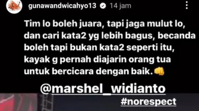 Gunawan Dwi Cahyo sindir Marshel Widianto (Instagram/@gunawandwicahyo13/Twitter/@m_marshel)