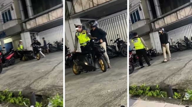 Pemuda berujung tuai malu karena coba kabur saat ditilang polisi. (Instagram/@indoviral8)