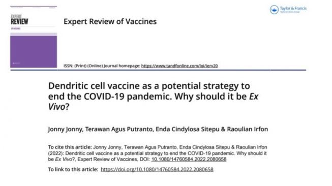 Tangkapan layar Jurnal Internasional terkait Vaksin Nusantara. [ANTARA/Andi Firdaus]
