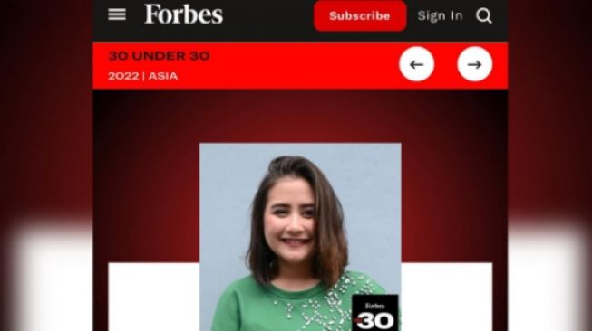 Prilly Latuconsina Masuk Forbes 30 Under di Asia: Berasa Seperti Mimpi. (Instagram/@prillylatuconsina96)