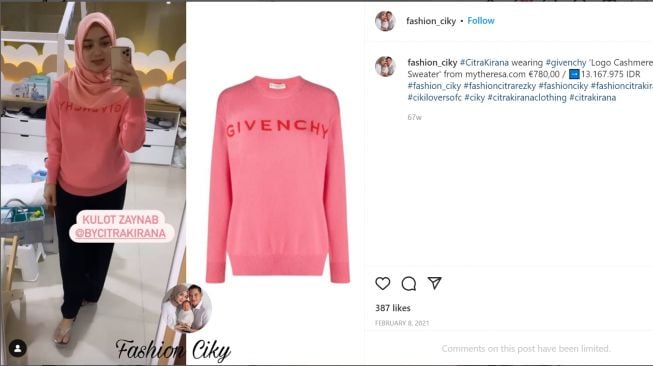 Foto: Sweater Citra Kirana (instagram/fashion_ciky)