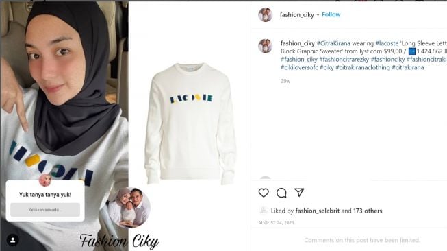 Foto: Sweater Citra Kirana (instagram/fashion_ciky)