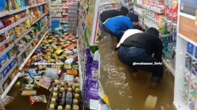 Makassar Dilanda Banjir Setelah Diguyur Hujan Deras, Penampakan di Minimarket Ini Jadi Sorotan
