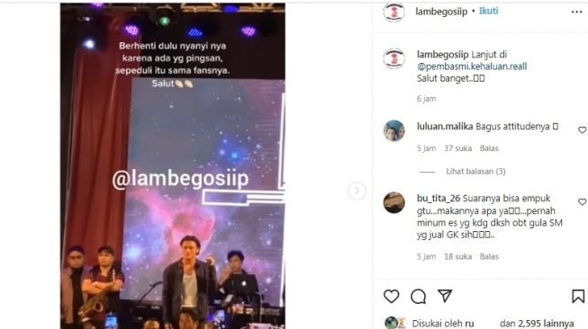 Unggahan soal Rizky Febian [Instagram/@lambegosiip]