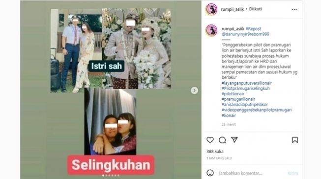 Layangan Putus versi maskapai, istri gerebek suami pilot selingkuh dengan pramugari di sebuah kamar hotel. (Instagram/@rumpii_asiik)