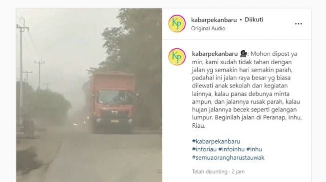 Jalan Raya di Peranap Riau Makin Rusak Parah, Masyarakat Ungkap Kegelisahan