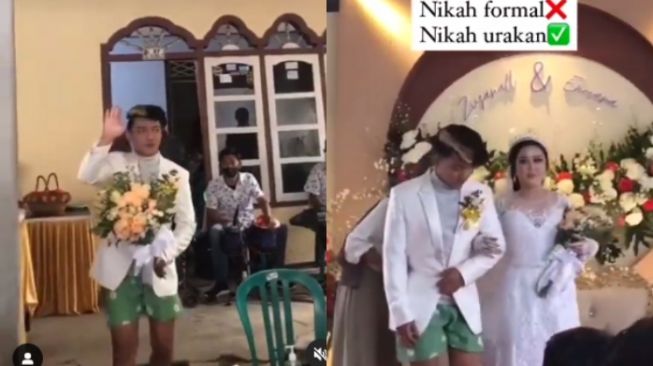 Pengantin Pria Resepsi Pakai Celana Pendek, Videonya Diserbu Warganet