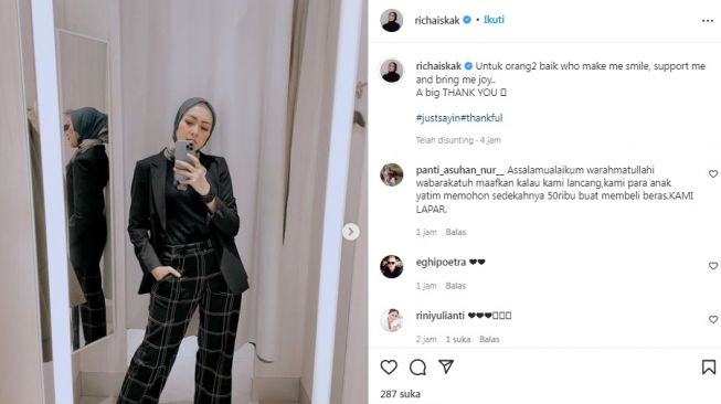 Unggahan istri Gary Iskak, Richa Novisha [Instagram/@richaiskak]