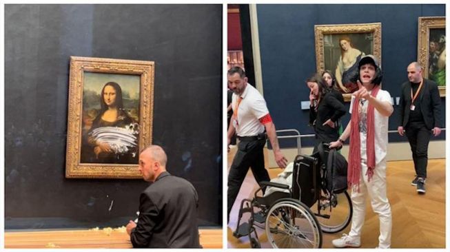 Duh! Lukisan Mona Lisa di Museum Louvre Dilempari Kue oleh Pria Berwig