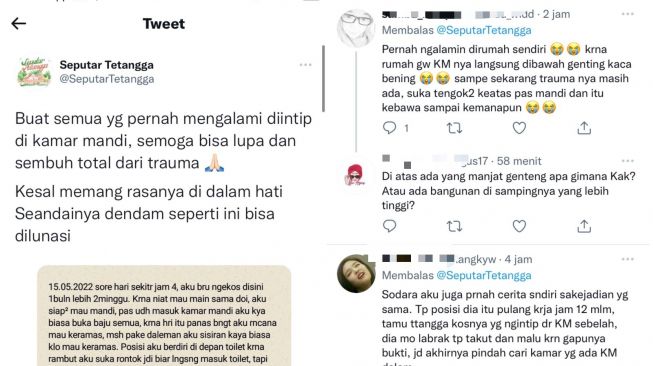 Pernah Diintip Bapak Kosan saat Mandi, Netizen Ini Trauma