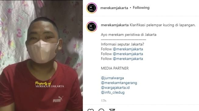 Video permintaan maaf Putra, pemuda yang tega melempar kucing di tengah lapangan. (tangkapan layar/Instagram)