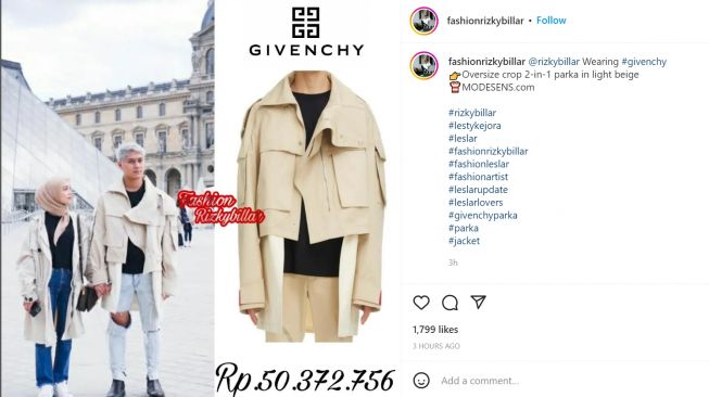 Foto: Jaket Rizky Billar (instagram/fashionrizkybillar)