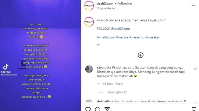 Curhat Pilu Wanita Ungkap Selalu Salah di Mata Mertua Mertua (viral62com)