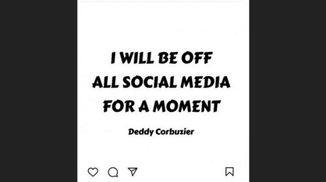Unggahan Deddy Corbuzier pamit dari medsos. [Instagram]