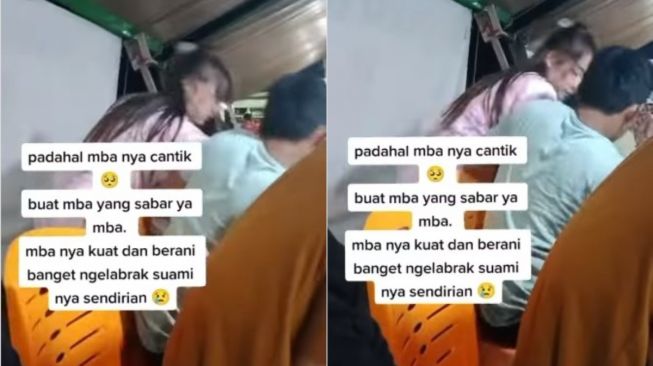 Seorang Diri, Istri Sah Labrak Suami Bersama Perempuan Lain di Warung Makan