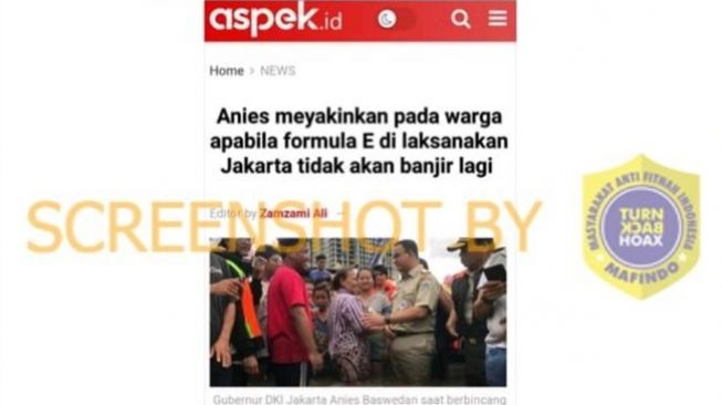 CEK FAKTA: Anies Baswedan Disebut Yakinkan Warga Jakarta Tak Banjir Lagi Jika Formula E Dilaksanakan, Benarkah?