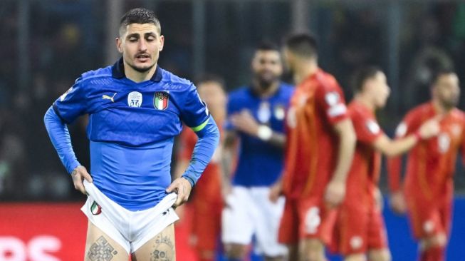 Gelandang sentral Timnas Italia, Marco Verratti. [Alberto PIZZOLI / AFP]