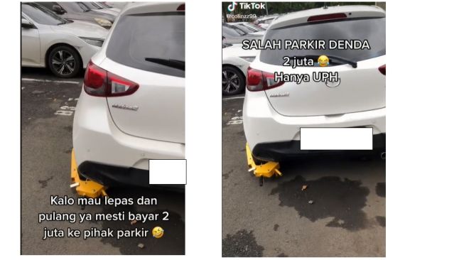 Mazda2 parkir sembarangan dendanya tembus Rp 2 juta (TikTOk)