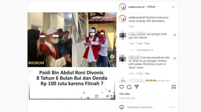 Pria paruh baya diduga difitnah melecehkan keponakan, kini divonis 8 tahun penjara. (Instagram/@undercover.id)