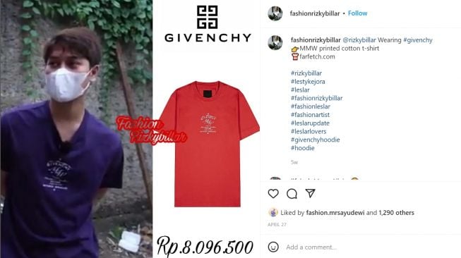 Foto: Koleksi Kaos Rizky Billar (instagram/fashionrizkybillar)