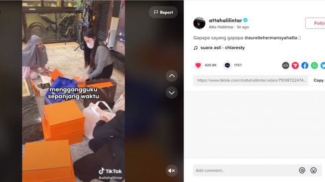 Foto: Video Belanja Aurel Hermansyah (tiktok/attahalilintar)