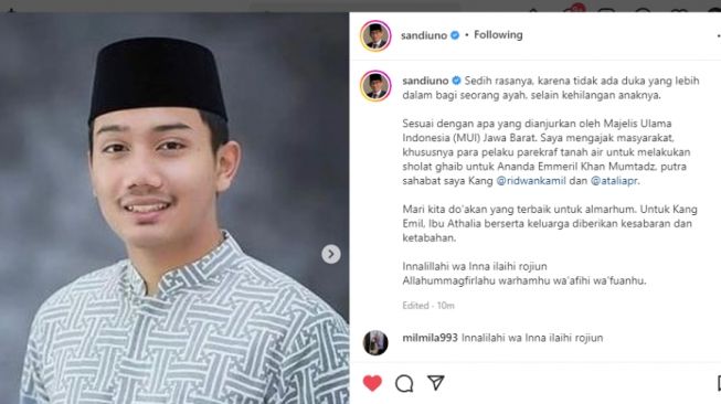 Posting Foto Eril, Sandiaga: Tiada Duka Yang Lebih Dalam Untuk Ayah, Selain Kehilangan Anak