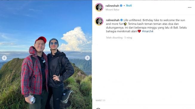 OOTD Raline Shah saat mendaki gunung (instagram/ralineshah)