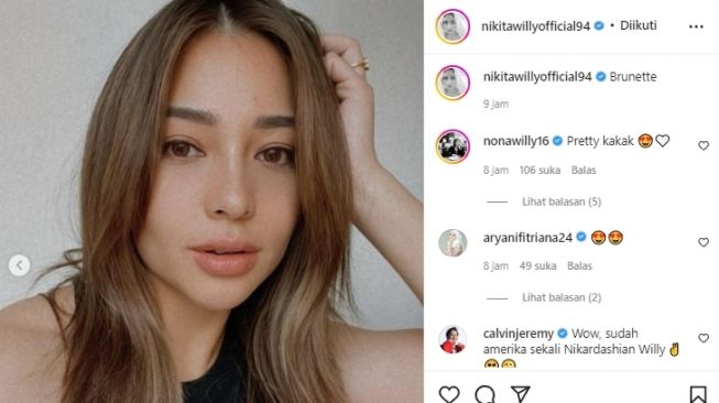 Penampilan baru Nikita Willy yang makin mirip perempuan bule. [Instagram]