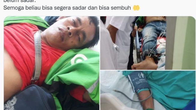 Driver ojol meninggal dunia diduga kelelahan bekerja (Twitter/ @Nasikin_MA).