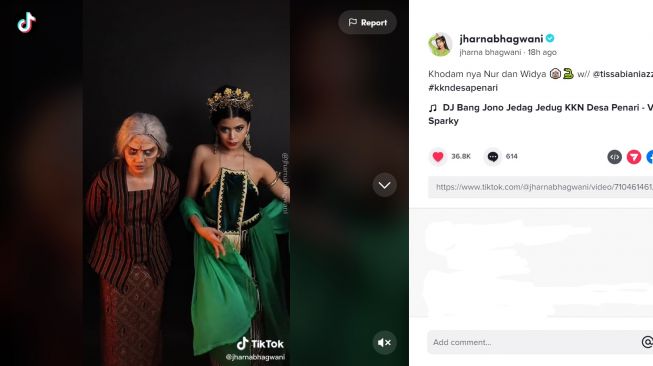 Foto: Makeup Transformasi ala Hantu di film KKN di Desa Penari (tiktok/jharnabhagwani)