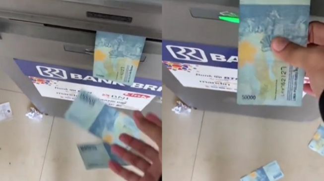 ATM menghamburkan uang. (Instagram/memekamvret)