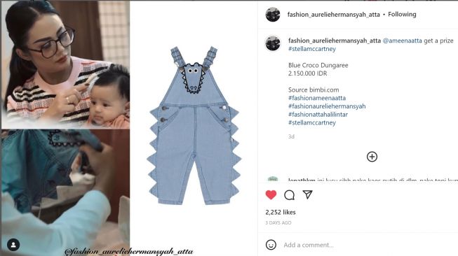 Foto: Baju Baby Ameena (instagram/fashion_aureliehermansyah_atta)