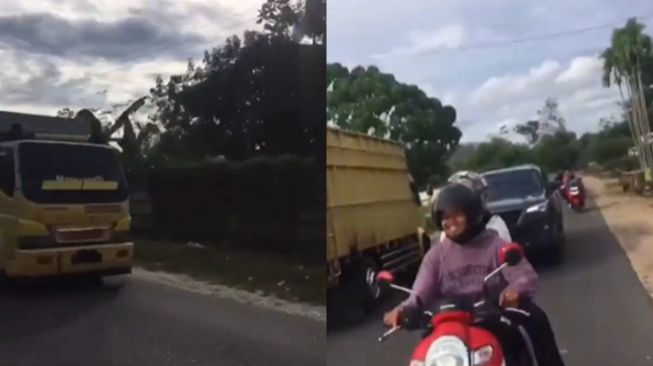 Punya Pacar Sopir Truk, Cara Cewek Ini Menyapa di Jalan Bikin Ngakak