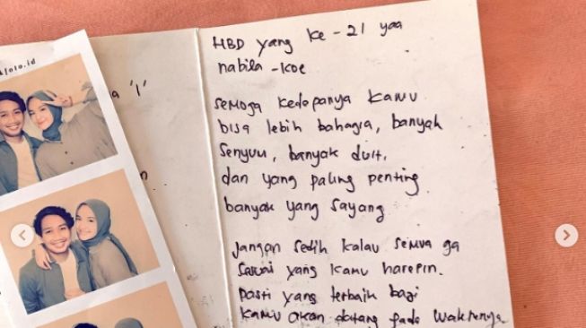 Surat Eril buat Nabila Ishma [Instagram/@nabilaishma]