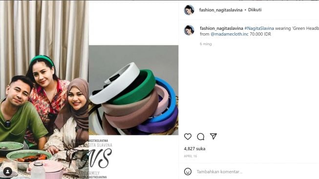 Bandana hijau nagita (instagram/fashion_nagitaslavina)