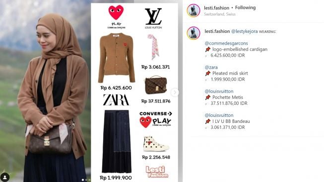 Lesti Kejora bulan madu lagi berdua dengan Rizky Billar di Swiss, total OOTD sampai Rp50 juta (Instagram/lesti.kejoraa)