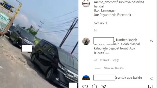 Iring-iringan mobil pejabat jadi bahan sindiran sopir truk (Instagram)