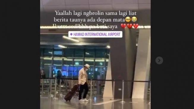 Fitri Bazri mengunggah video Ridwan Kamil yang nampak lunglai saat tiba di Bandara Internasional Hamad Qatar. [Instagram]