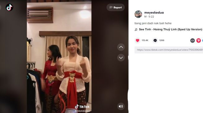 Foto: Kenakan Kebaya Bali, Mayang Banjir Pujian Warganet (tiktok/meyeskedua)